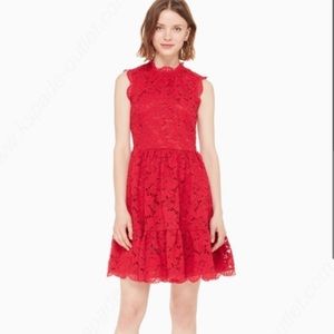 Kate Spade Red Poppy Field Lace Fit & Flare Dress